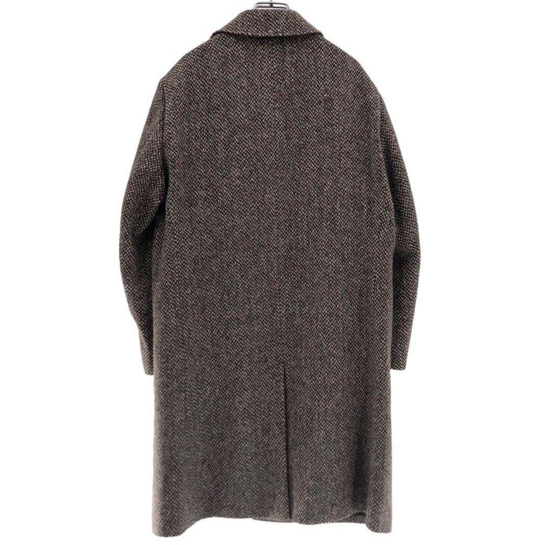 美品 パパス チェスターコート ステンカラーコート ツイード ブラウン
