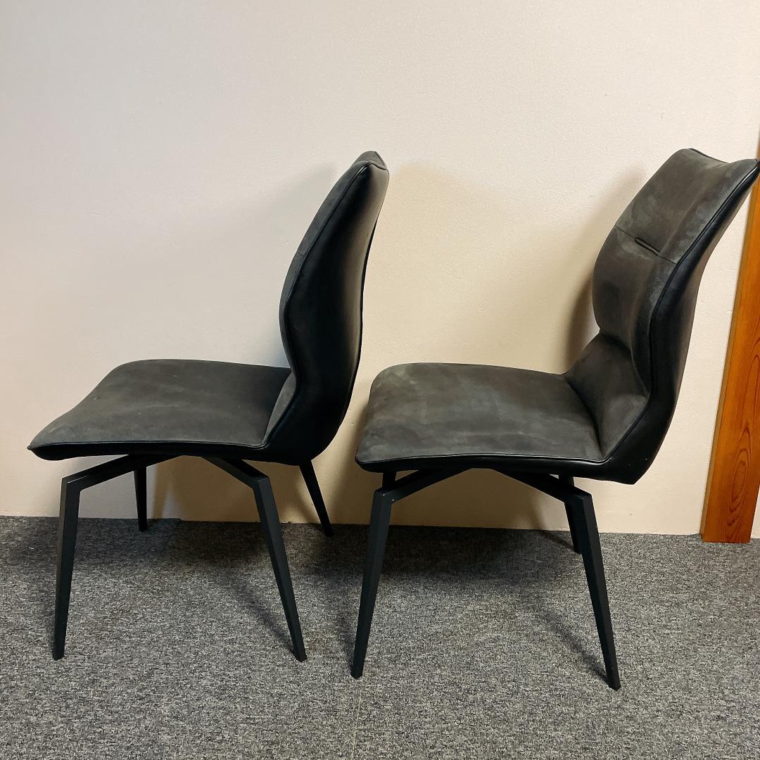 ４脚　セラミクス GY ラウンドチェア　オートリターン式　回転　ダイニングチェア