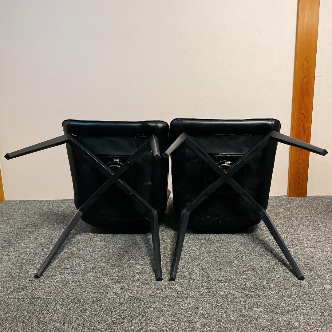 ４脚　セラミクス GY ラウンドチェア　オートリターン式　回転　ダイニングチェア