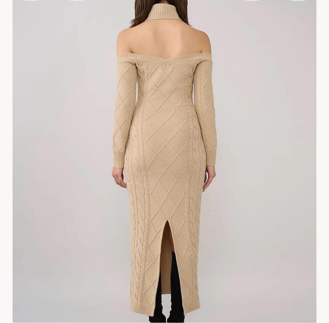 Darich オフショルダー ニットワンピース ベージュ