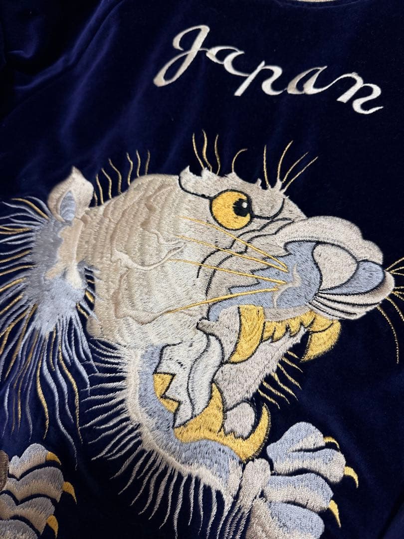 美品 テーラー東洋 2面用 虎龍鷲 地図 日本限定 スカジャン 別珍 サテン