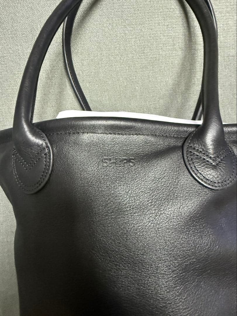 SHIPS 黒 レザートートバッグ