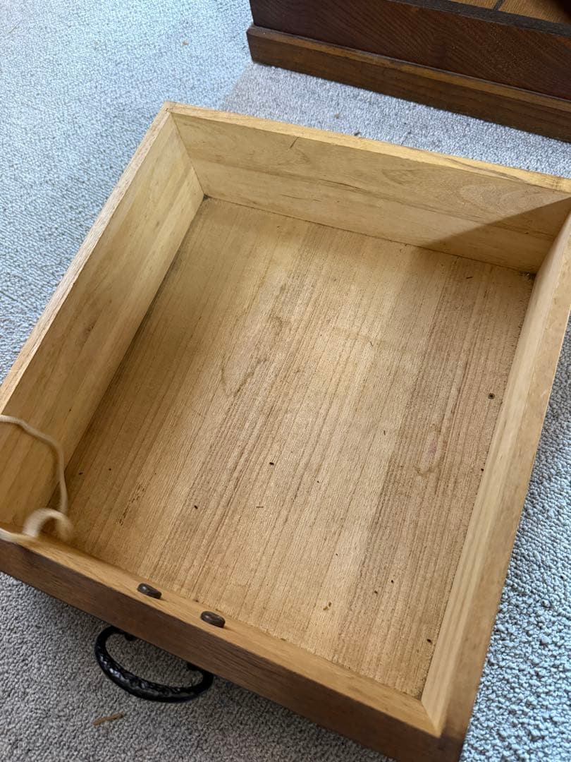 引取限定！　銅製火鉢付 囲炉裏テーブル 昭和レトロ 木製 当時物　現状品