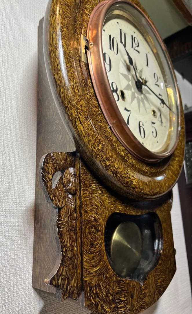 舘本振り子時計ゼンマイ掛け時計柱時計ボンボン時計古時計　稼働品