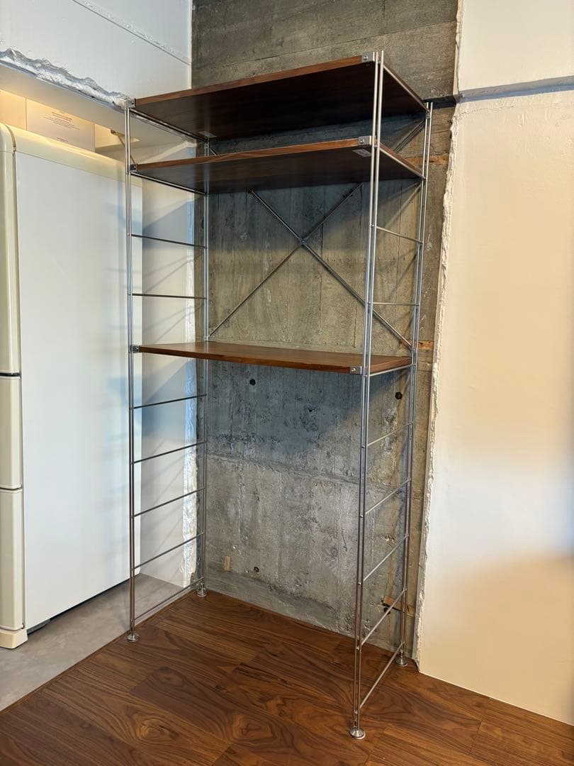 値下げ！　MUJI ステンレスユニットシェルフ ウォールナット ワイド　大