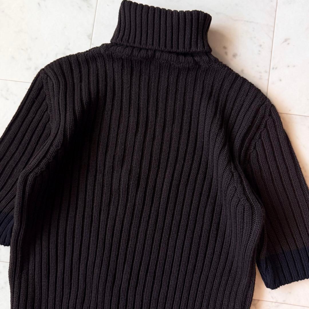 美品 マックスマーラ 白タグ 洗えるリブタートルネックニット ブラウン 半袖 L