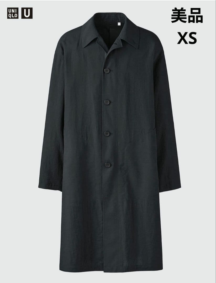 美品。ユニクロU　オーバーサイズステンカラーコート　ブラック　XS