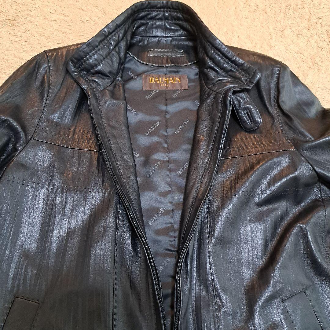BALMAIN 黒ラムレザーレザージャケット Mサイズ