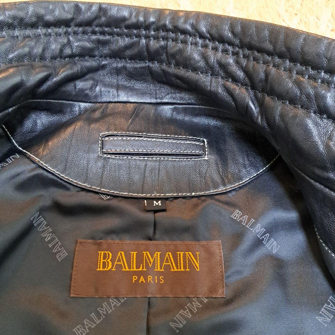 BALMAIN 黒ラムレザーレザージャケット Mサイズ