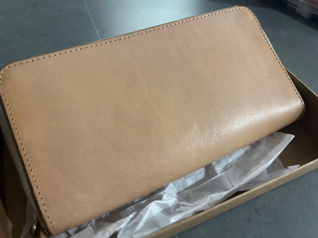 無印良品★イタリア産ヌメ革★ラウンドファスナー長財布★ウォレット★革財布★レザー