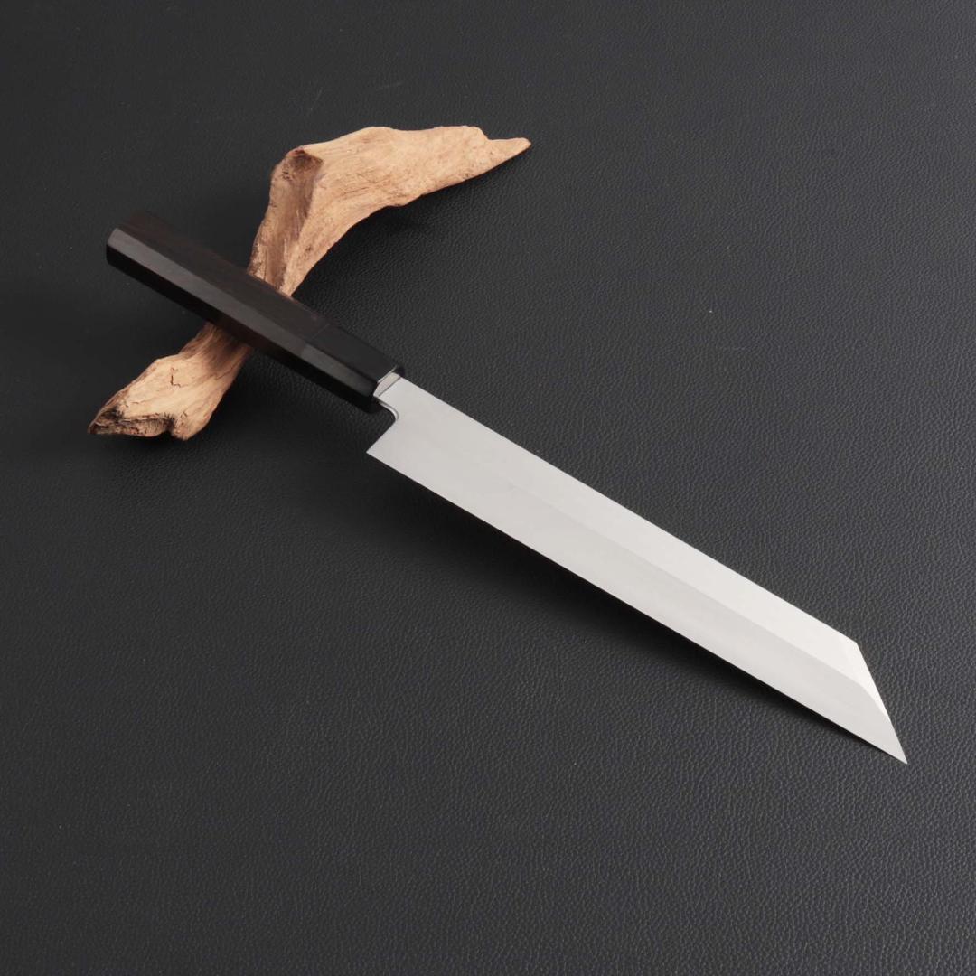 10246極薄 ムキモノ包丁 8寸 刃は究極の切れ味 刺身包丁黒檀黒水牛角八角柄