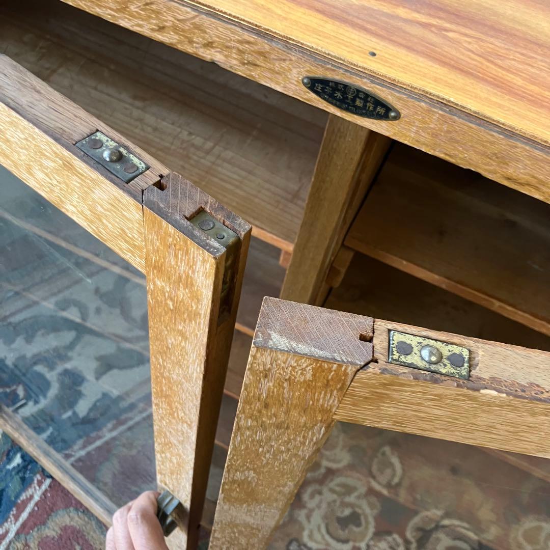 昭和レトロ 庄子木工製作所 古家具 ガラス戸 木製キャビネット 食器棚 飾り棚