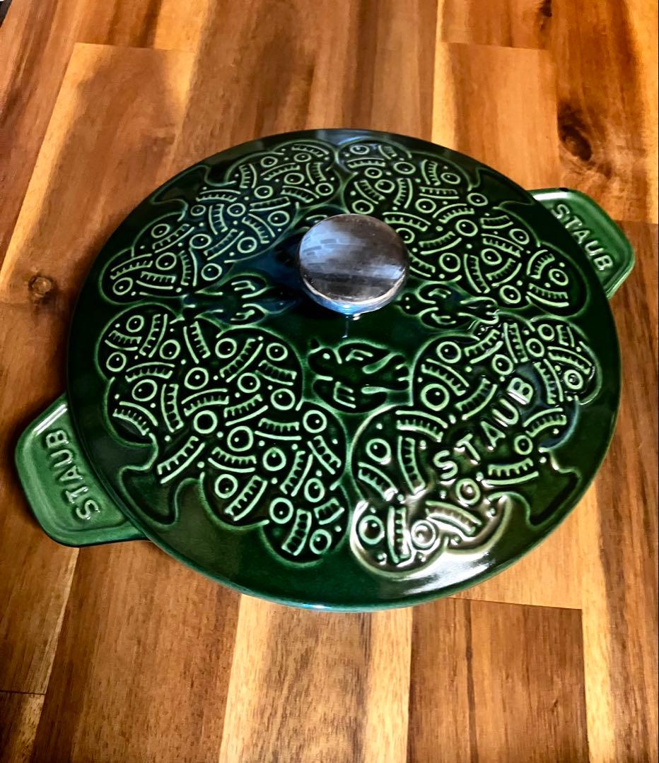 【美品】STAUB ミナペルホネン ラウンドホットプレート RHPバジル