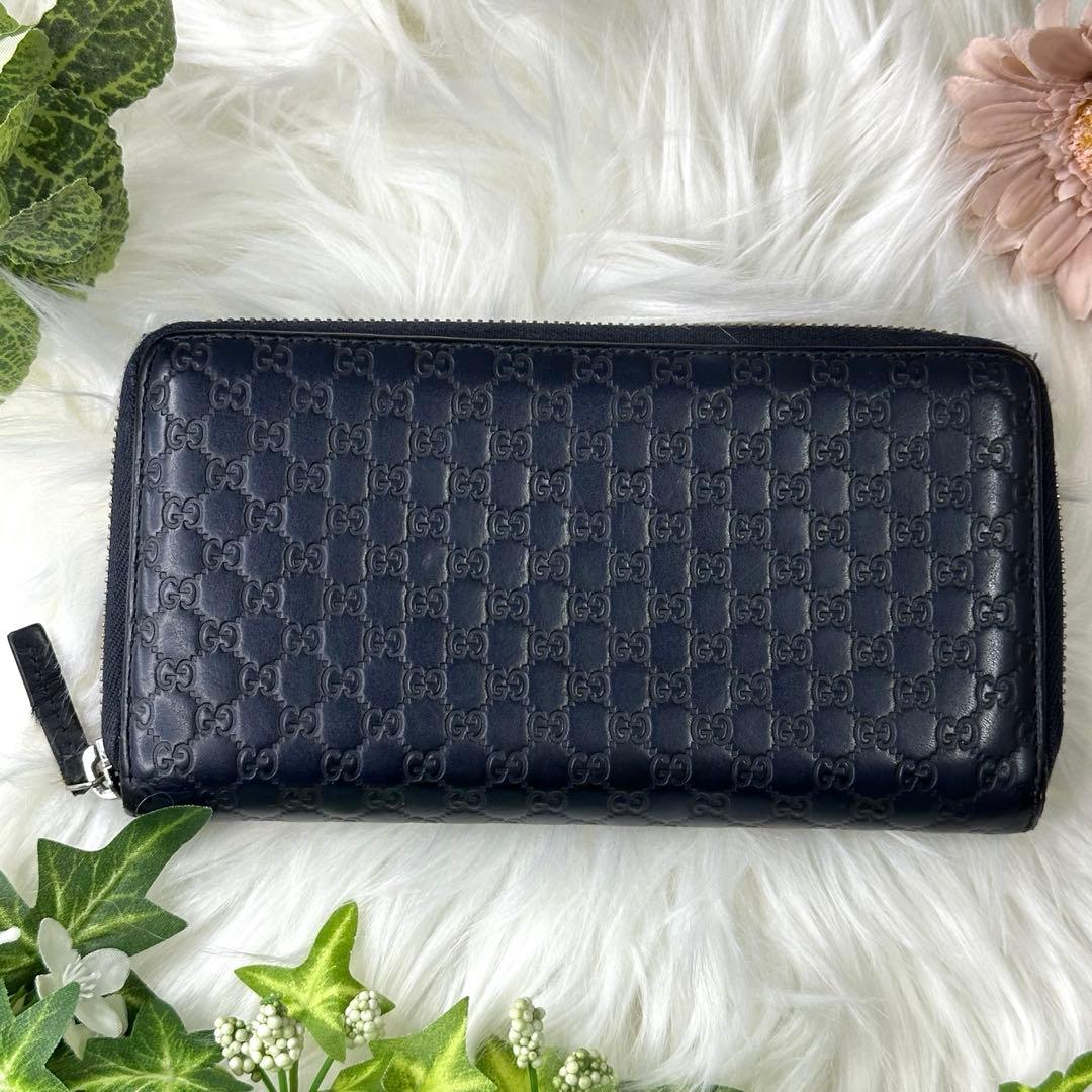 GUCCI グッチ マイクロ シマGG柄 長財布 ラウンド