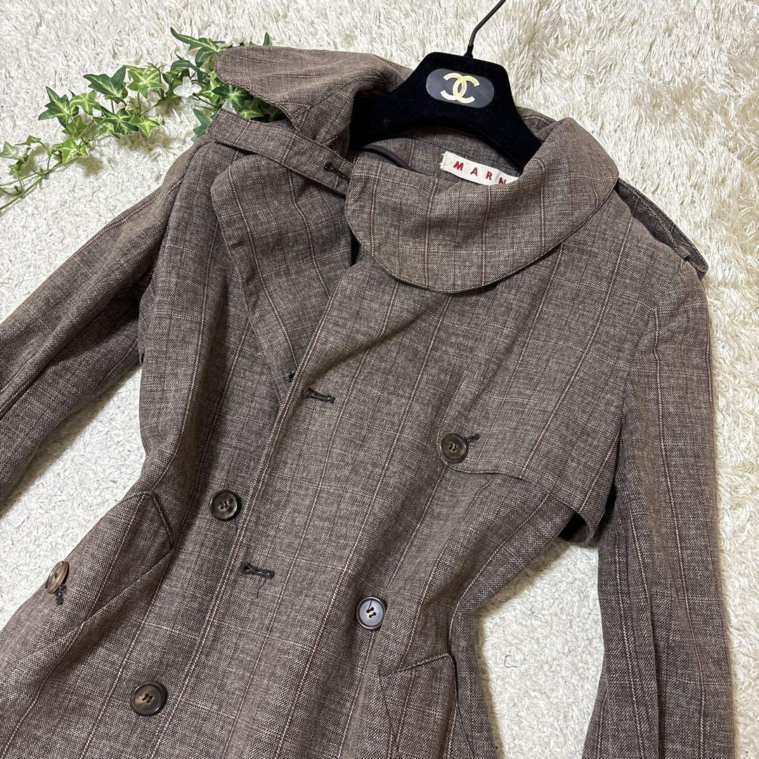 MARNI マルニ　イタリア製　トレンチコート　ダブルブレスト　ベルト　コットン