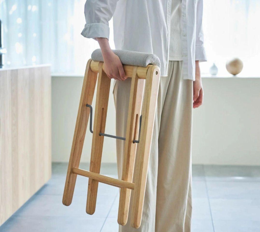 木製カウンターチェア 布製クッション付き