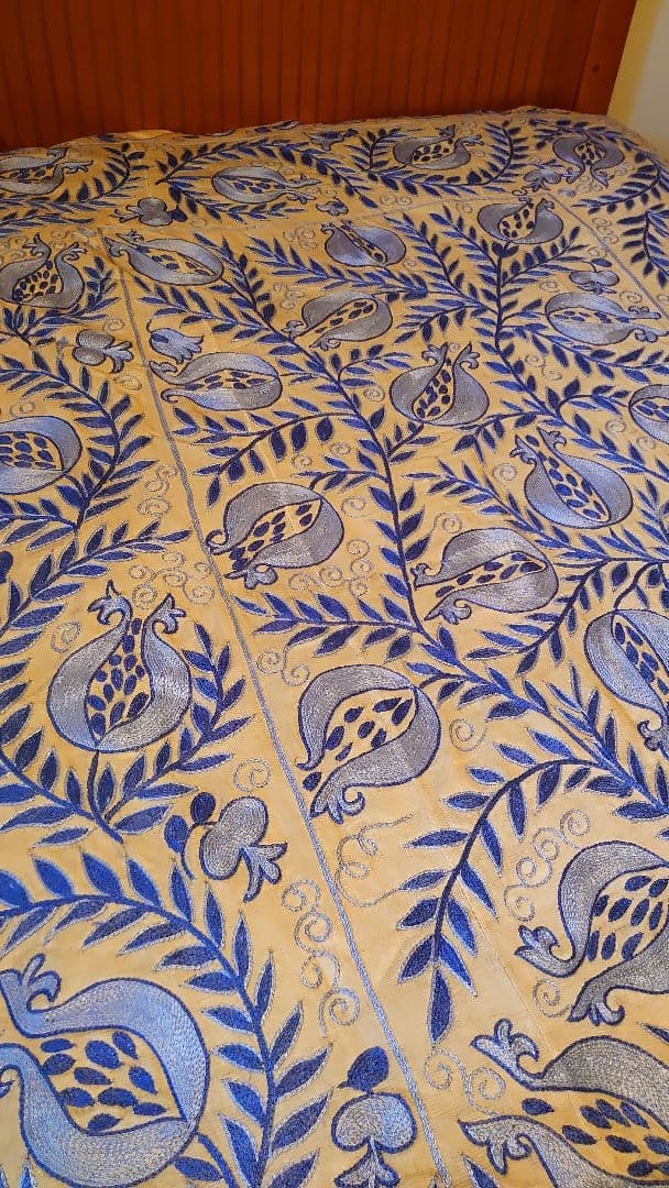 スザニ刺繍ウズベキスタン　シルク　タペストリー・ベッドカバー・マルチカバー