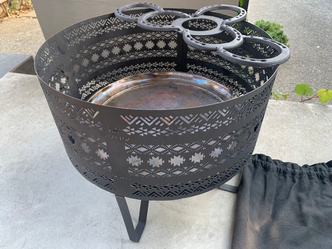 FUTUREFOX ナバホ柄焚き火台 分離式 おしゃれ 五徳・収納袋付き