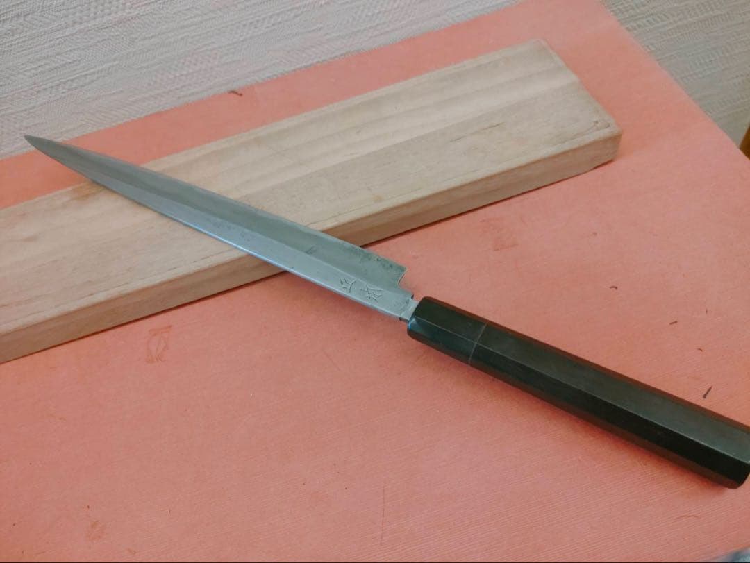 築地正本 刺身包丁 柄 黒檀に水牛 刃長30㎝