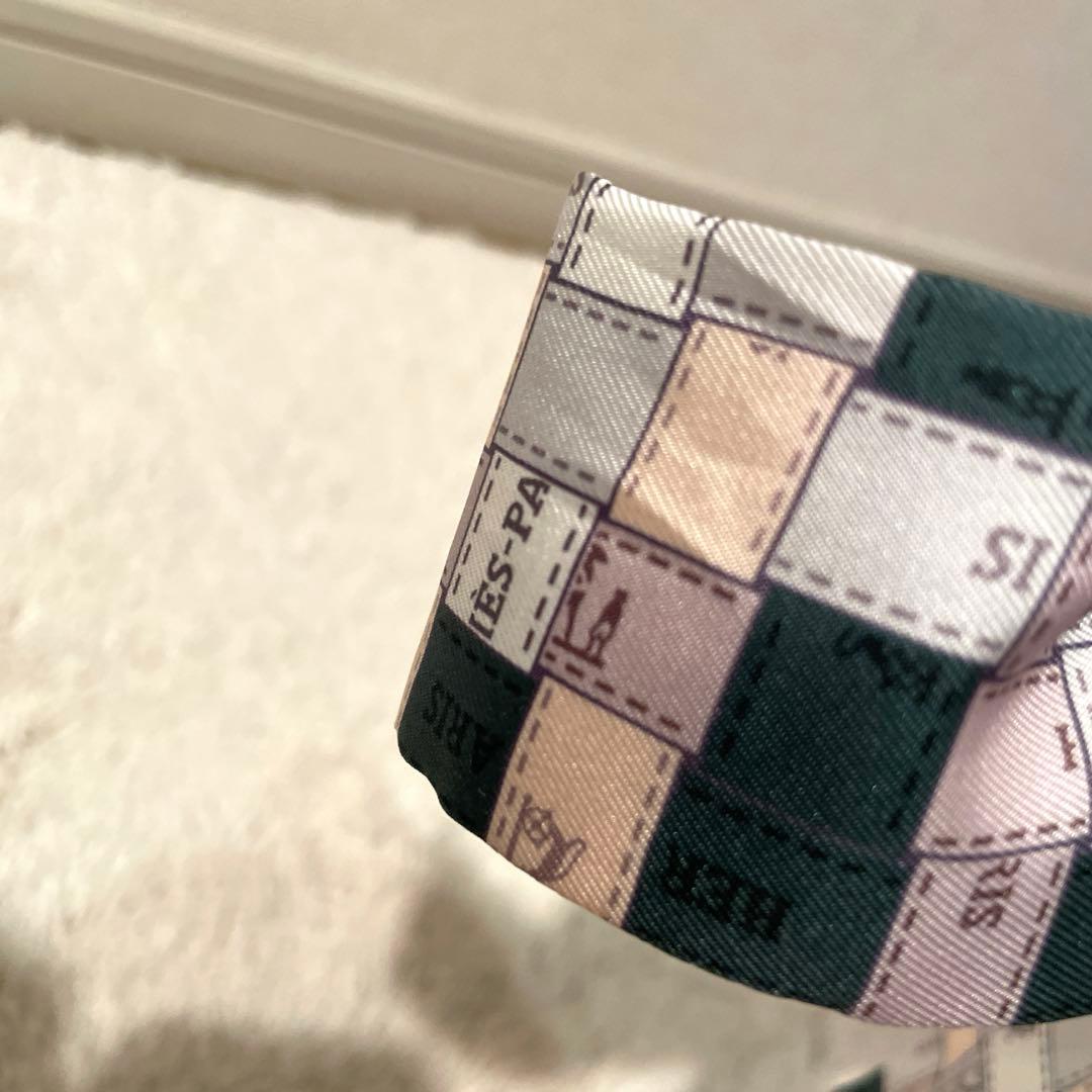 HERMES エルメス　ツイリー　ボルデュック　チェック　カーキ