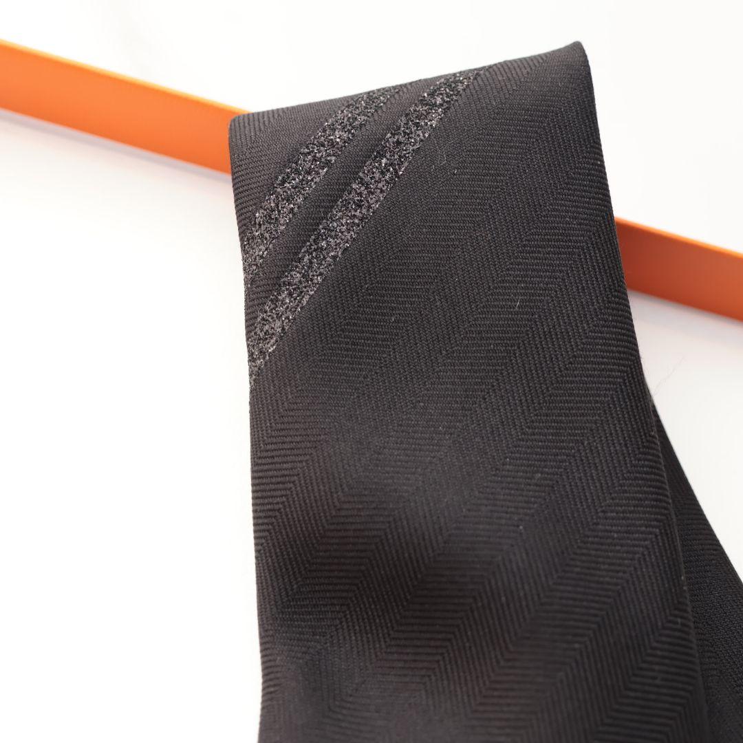 未使用 エルメス HERMES ブラック ネクタイ