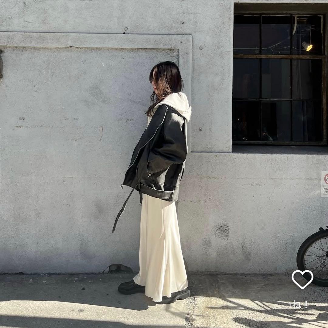 Vintage wash ECOレザーキルティングライダース