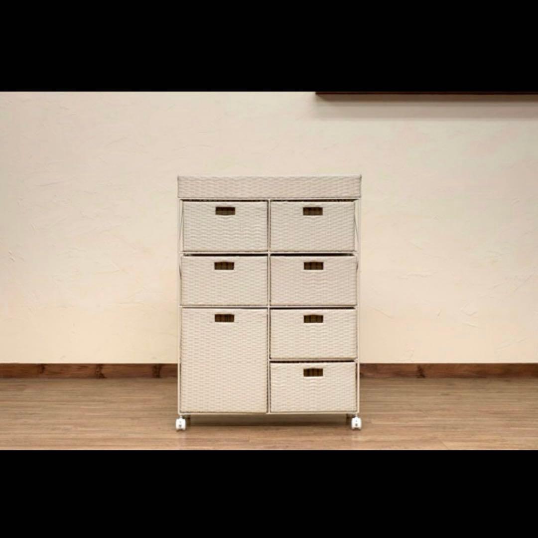 ラタン ランドリーチェスト ホワイト【3月上旬まで】