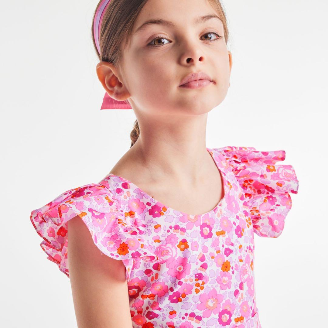 新品　Jacadi × LIBERTY 花柄　フリルスリーブ ワンピース 10A