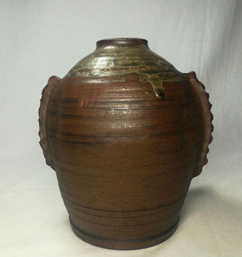 陶印あり　窯印　古備前　船虫徳利　壺　花瓶　花入　花器