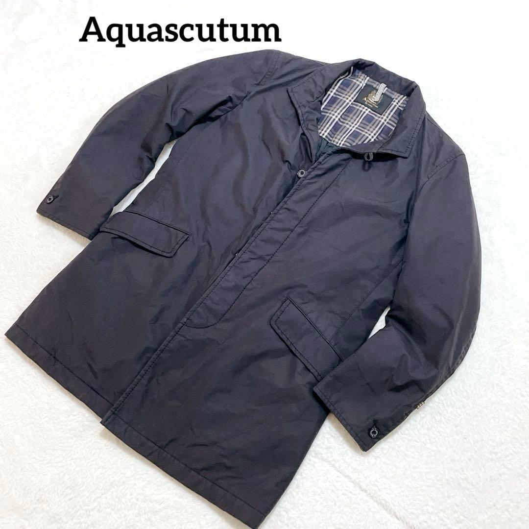 アクアスキュータム　ステンカラーコート　ブラック　Ｌサイズ