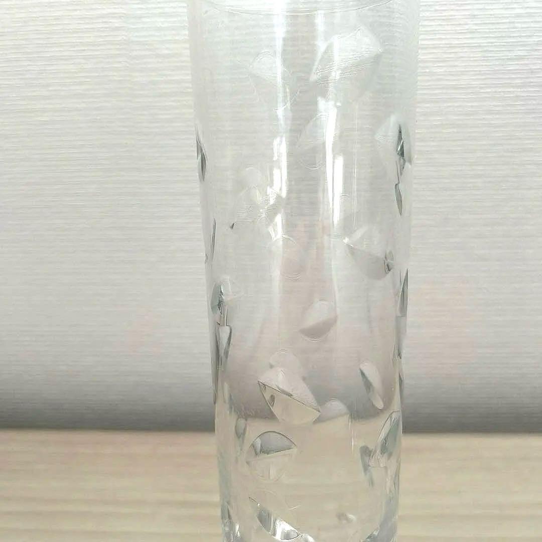 バカラ☆クリスタルガラス 花模様エッチング花瓶3点セット