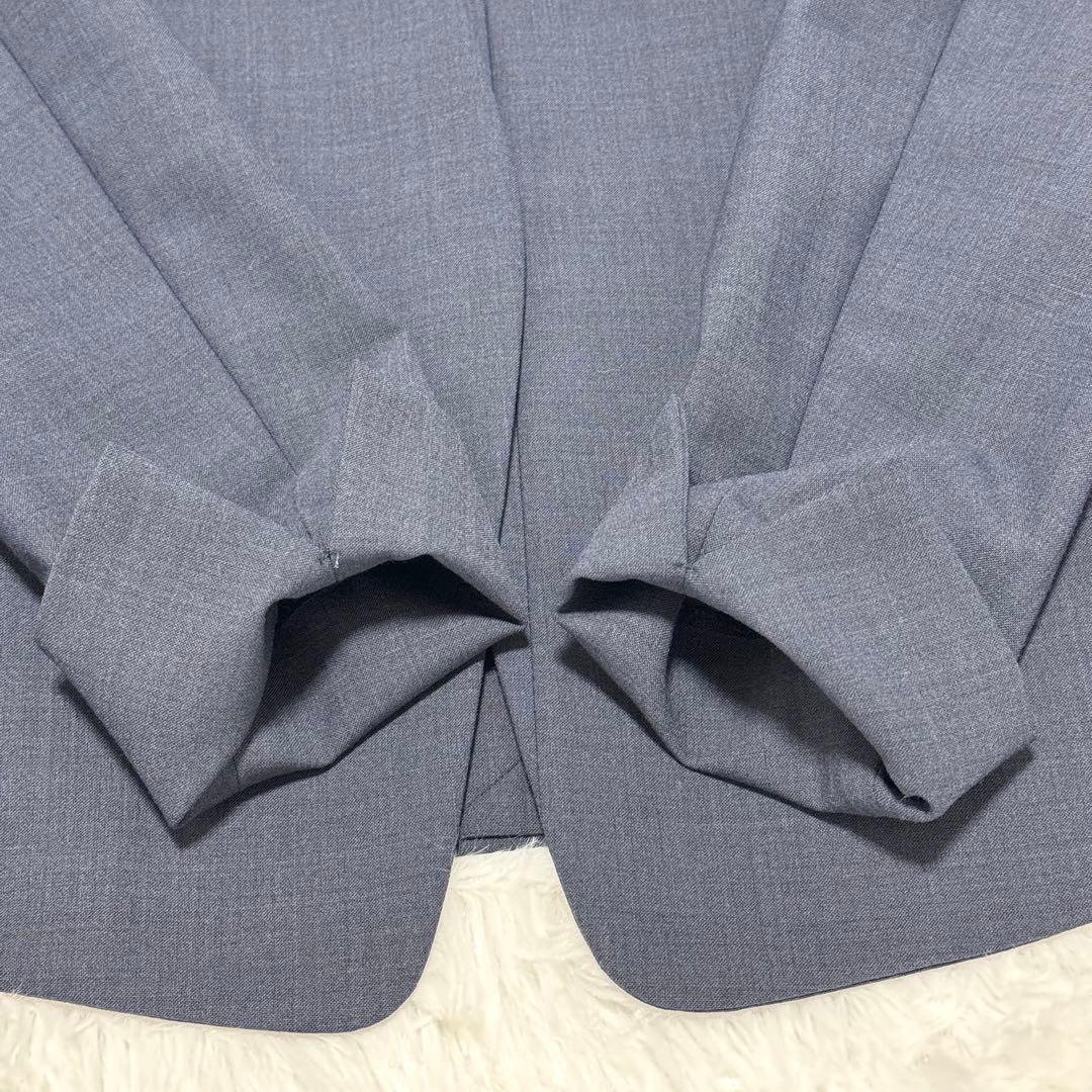 グリーンレーベルリラクシング ネイビー スーツ セットアップ ノーカラー パンツ