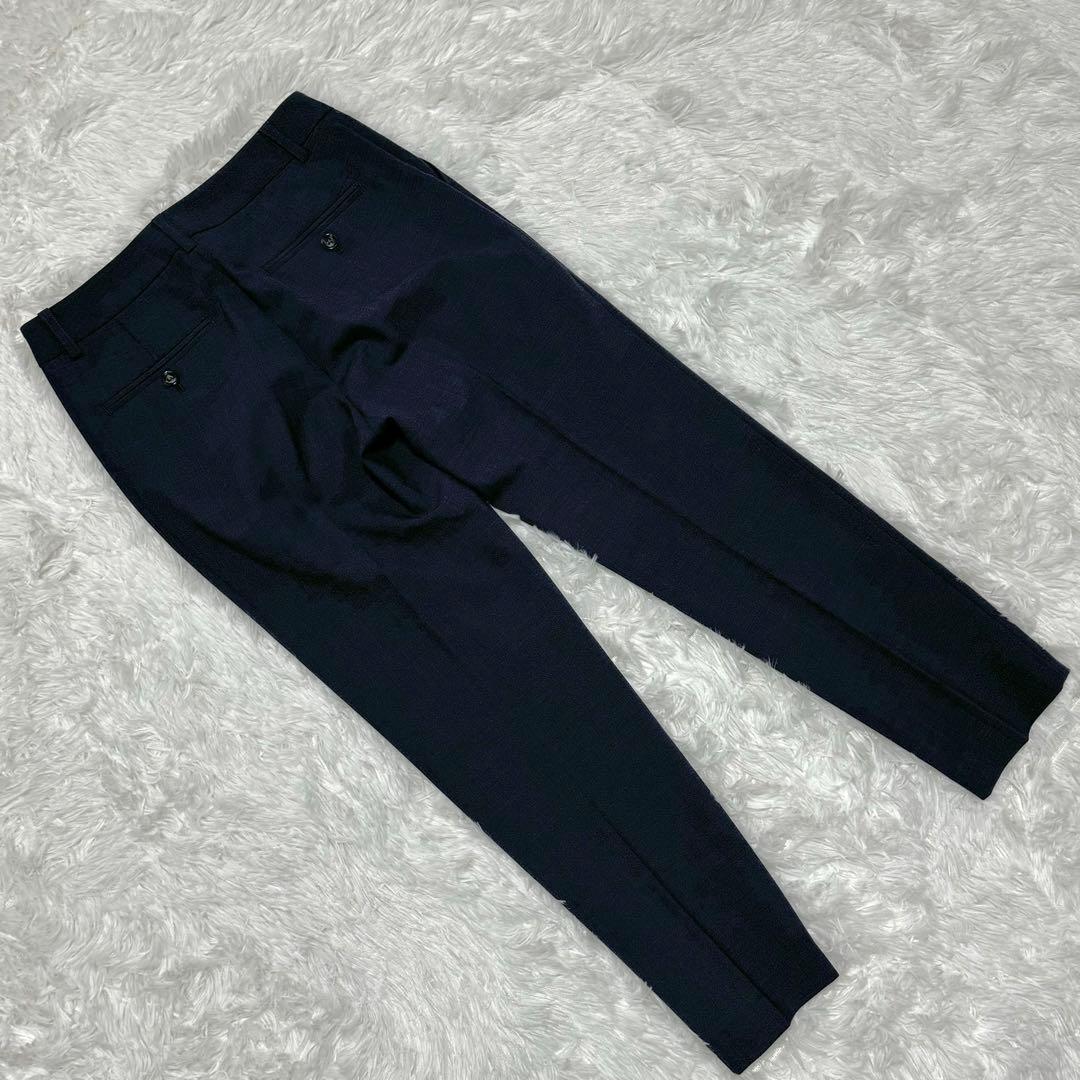 グリーンレーベルリラクシング ネイビー スーツ セットアップ ノーカラー パンツ