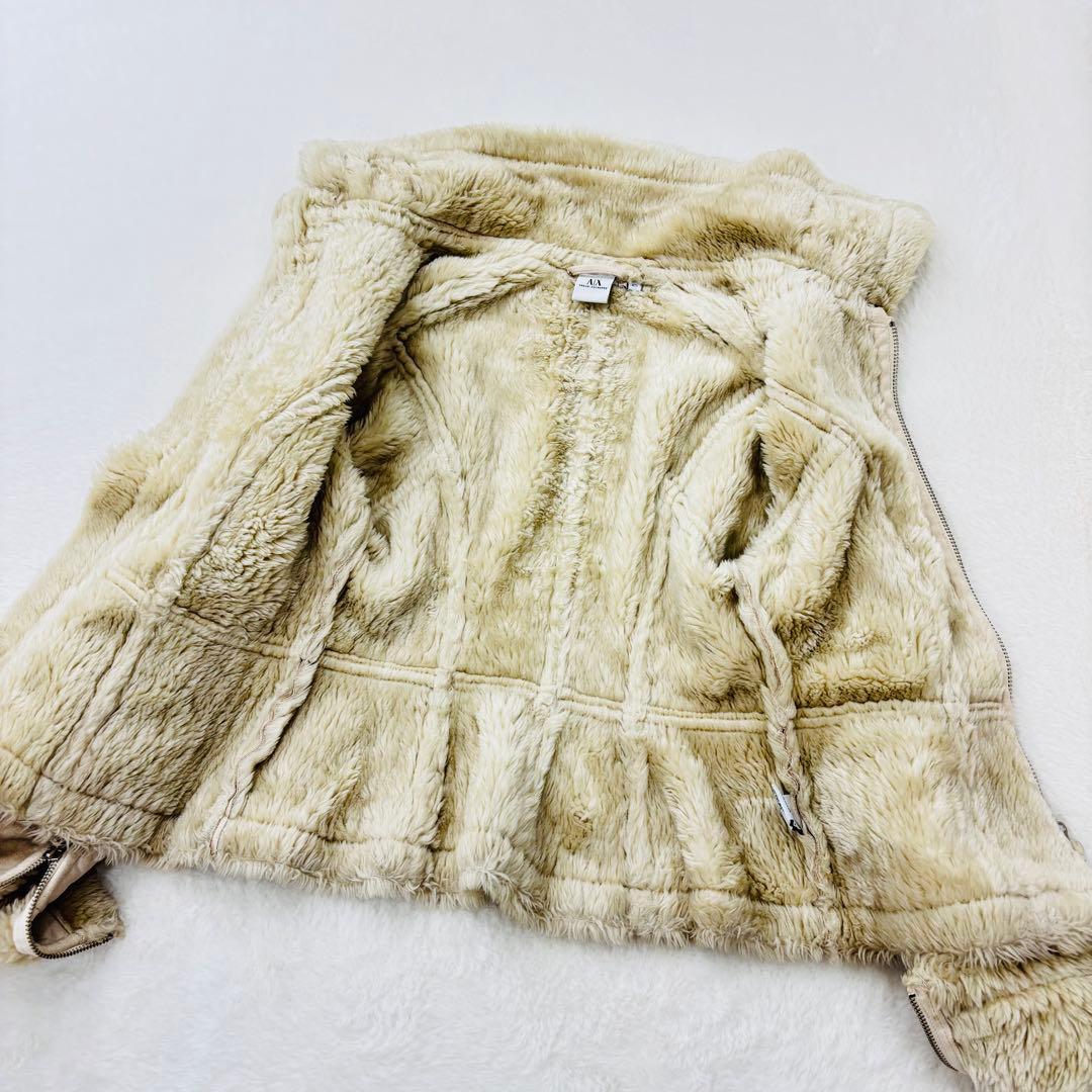 アルマーニエクスチェンジ　ムートン　ジャケット　レザー　ファー　ベージュ　XS