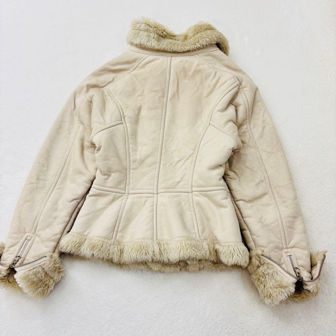 アルマーニエクスチェンジ　ムートン　ジャケット　レザー　ファー　ベージュ　XS
