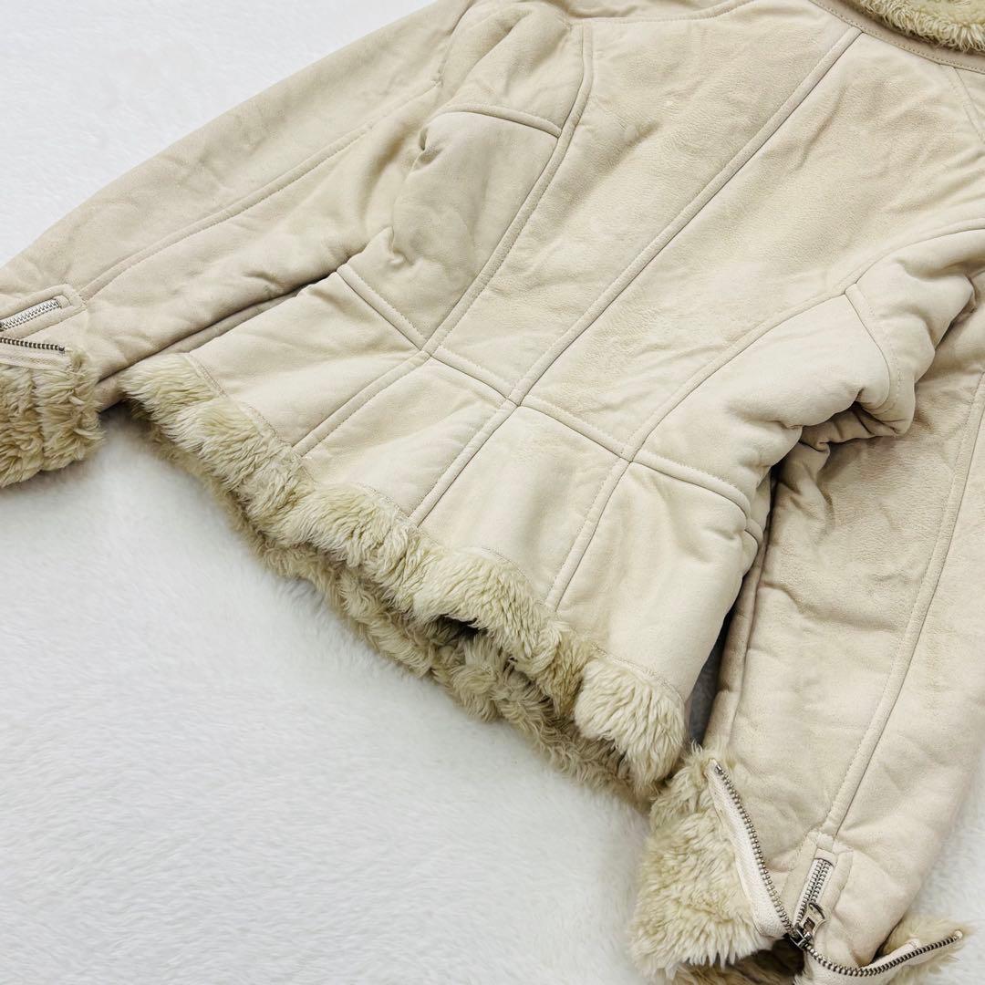 アルマーニエクスチェンジ　ムートン　ジャケット　レザー　ファー　ベージュ　XS