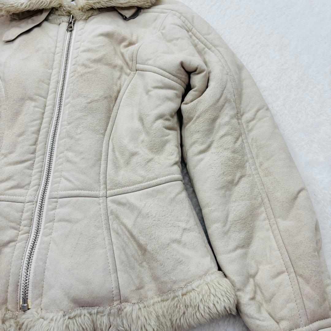 アルマーニエクスチェンジ　ムートン　ジャケット　レザー　ファー　ベージュ　XS