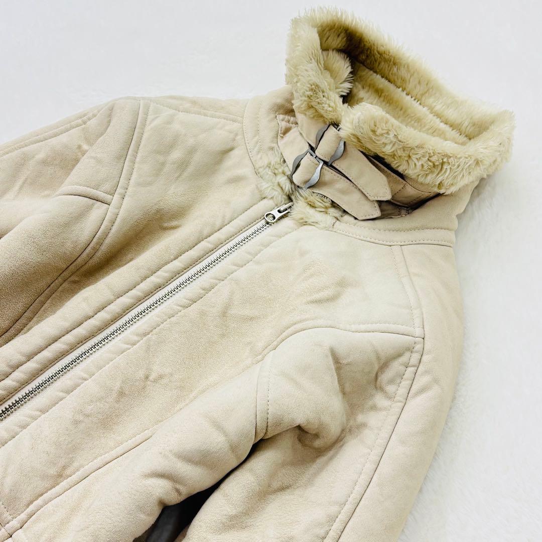 アルマーニエクスチェンジ　ムートン　ジャケット　レザー　ファー　ベージュ　XS