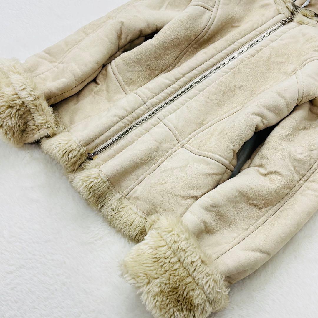 アルマーニエクスチェンジ　ムートン　ジャケット　レザー　ファー　ベージュ　XS