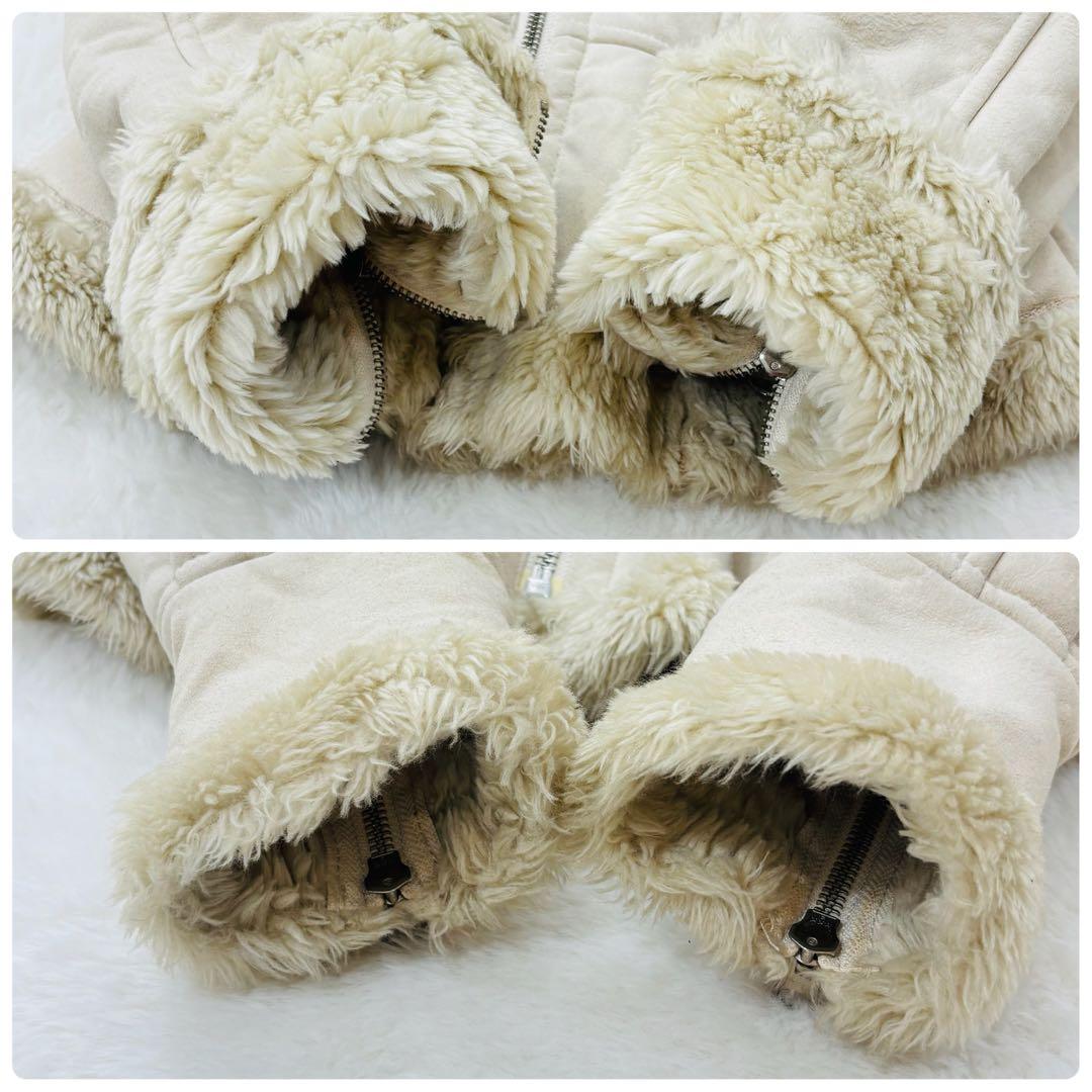 アルマーニエクスチェンジ　ムートン　ジャケット　レザー　ファー　ベージュ　XS