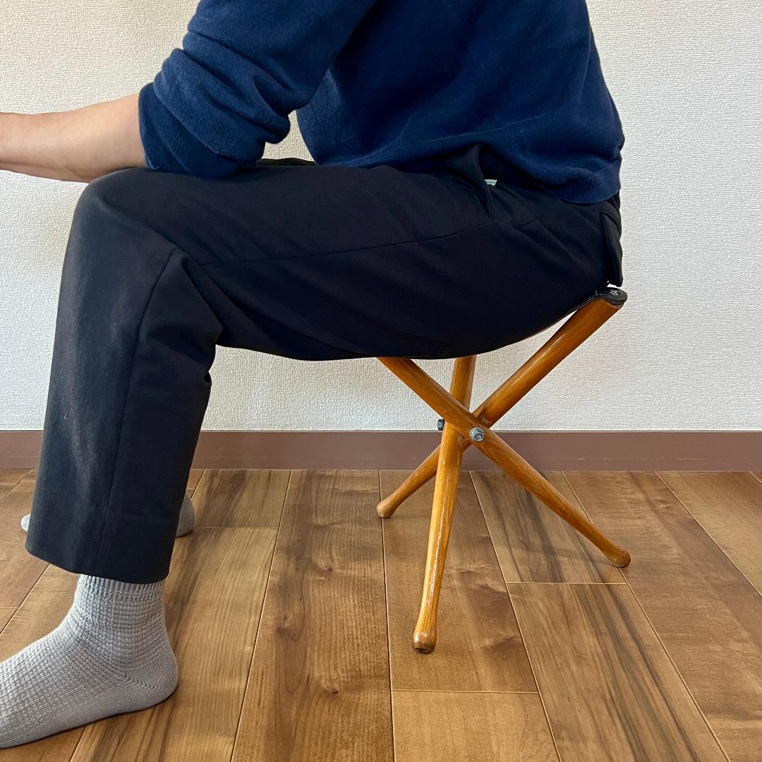 ハンティングチェア フランス製 ヴィンテージ レザースツール 折りたたみチェア