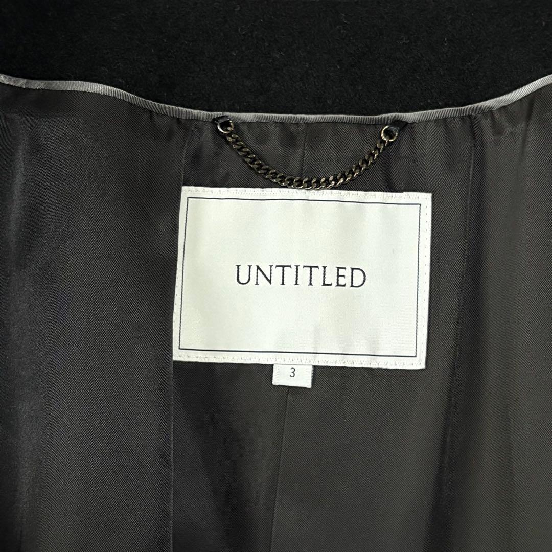 アンタイトル カシミヤ混 ノーカラーコート 黒 L 3 冠婚葬祭