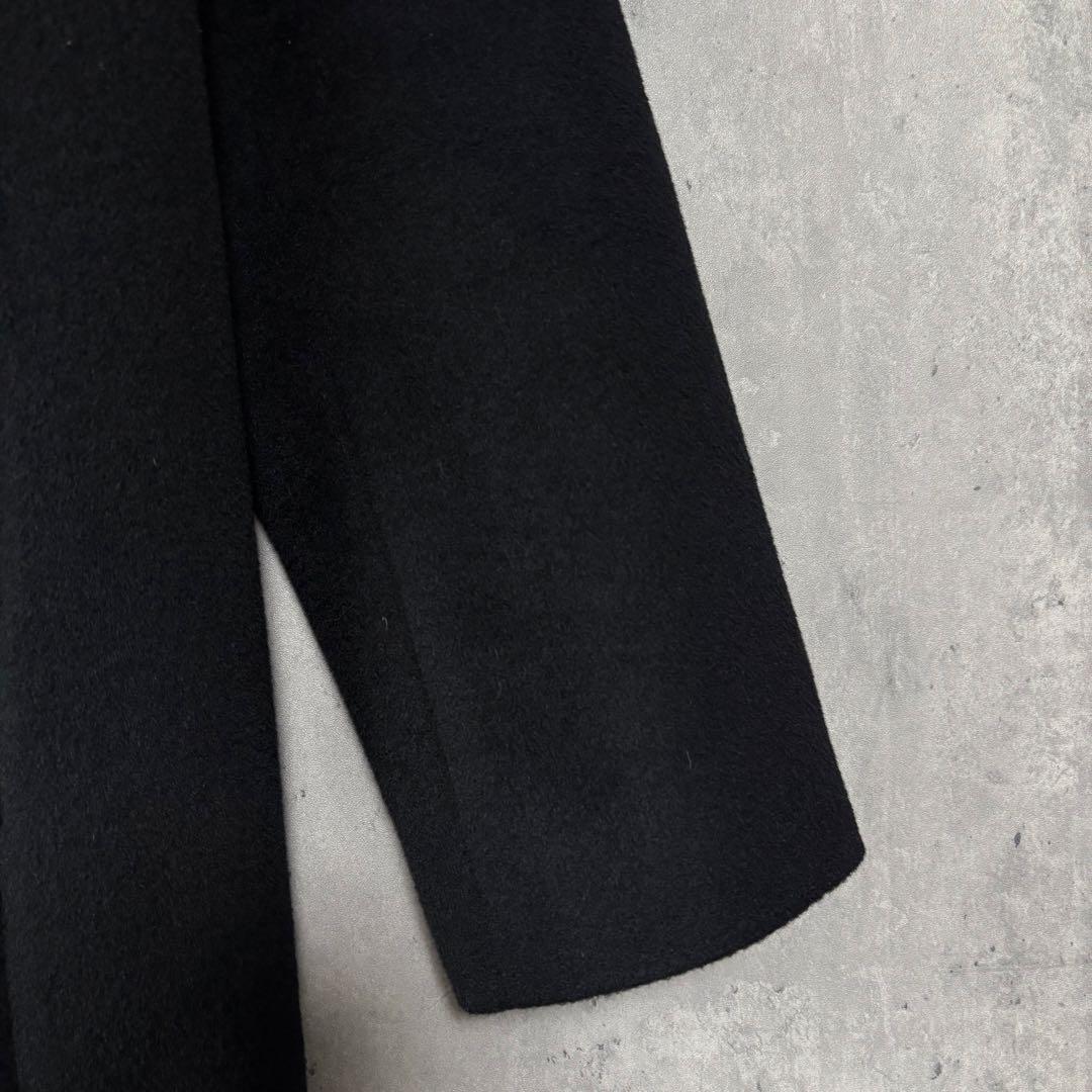 アンタイトル カシミヤ混 ノーカラーコート 黒 L 3 冠婚葬祭