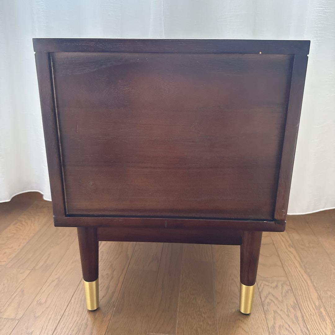 kuri様　　　サイドテーブル　ナイトテーブル　組み立て不用　　オーク×ゴールド