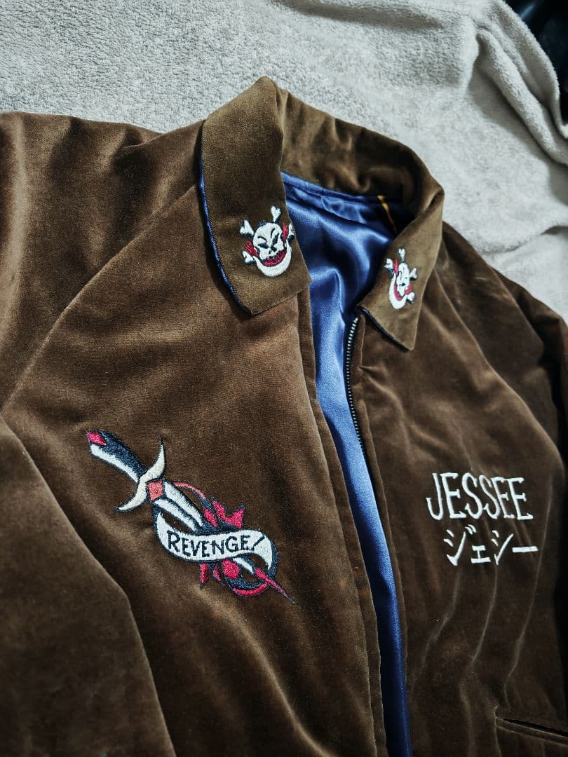 美品 テーラー東洋 ２面用 okinawa 別珍 スカジャン スカル サテン