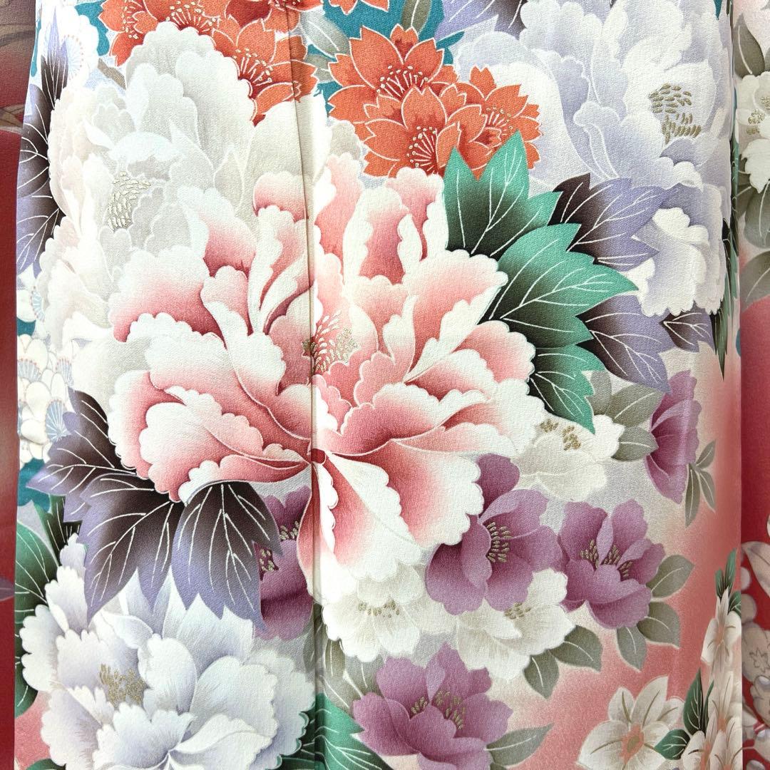 441 振袖フルセット 正絹 渋桃 くすみピンク 金彩 暈し染め 辻が花 華やか