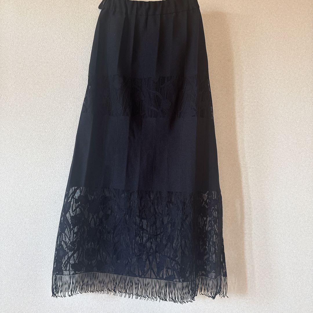 アメリヴィンテージFLOWER　BORDER　LACE　SKIRTブラック