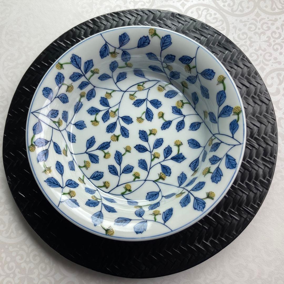 源右衛門　染錦苺絵　黄　中鉢　鉢