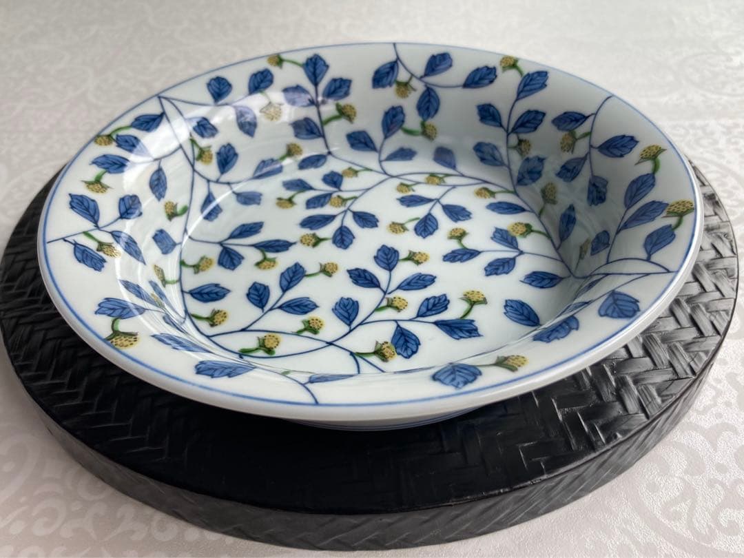 源右衛門　染錦苺絵　黄　中鉢　鉢