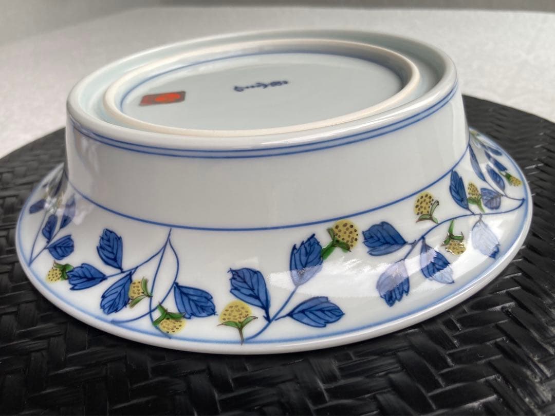 源右衛門　染錦苺絵　黄　中鉢　鉢